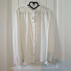 LOFT Ivory Dot Pattern Blouse